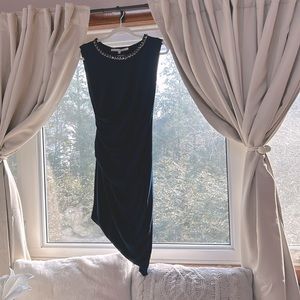 Rachel Roy navy blue assymetrical dress mid length size S worn once